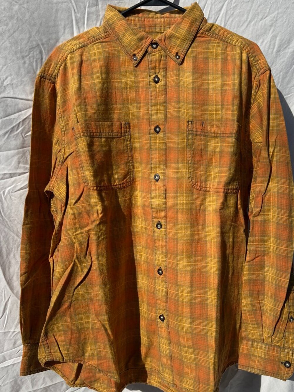 Urban Outfitters Unisex Plaid Long Sleeve Button Down Orange Unisex Size Medium